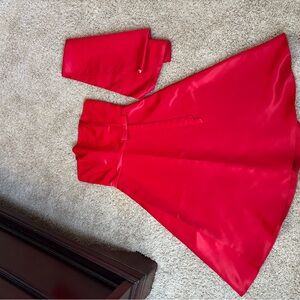 Elegant Red Strapless satin Dress with wrap